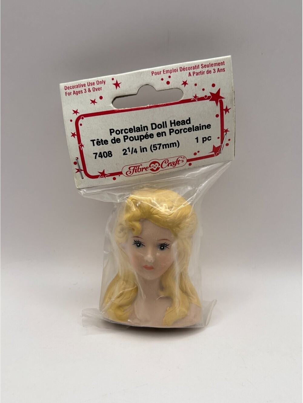 Fibre-Craft 7408 Doll Head Bust 5.7cm Blonde Hair Craft Making Sealed peach